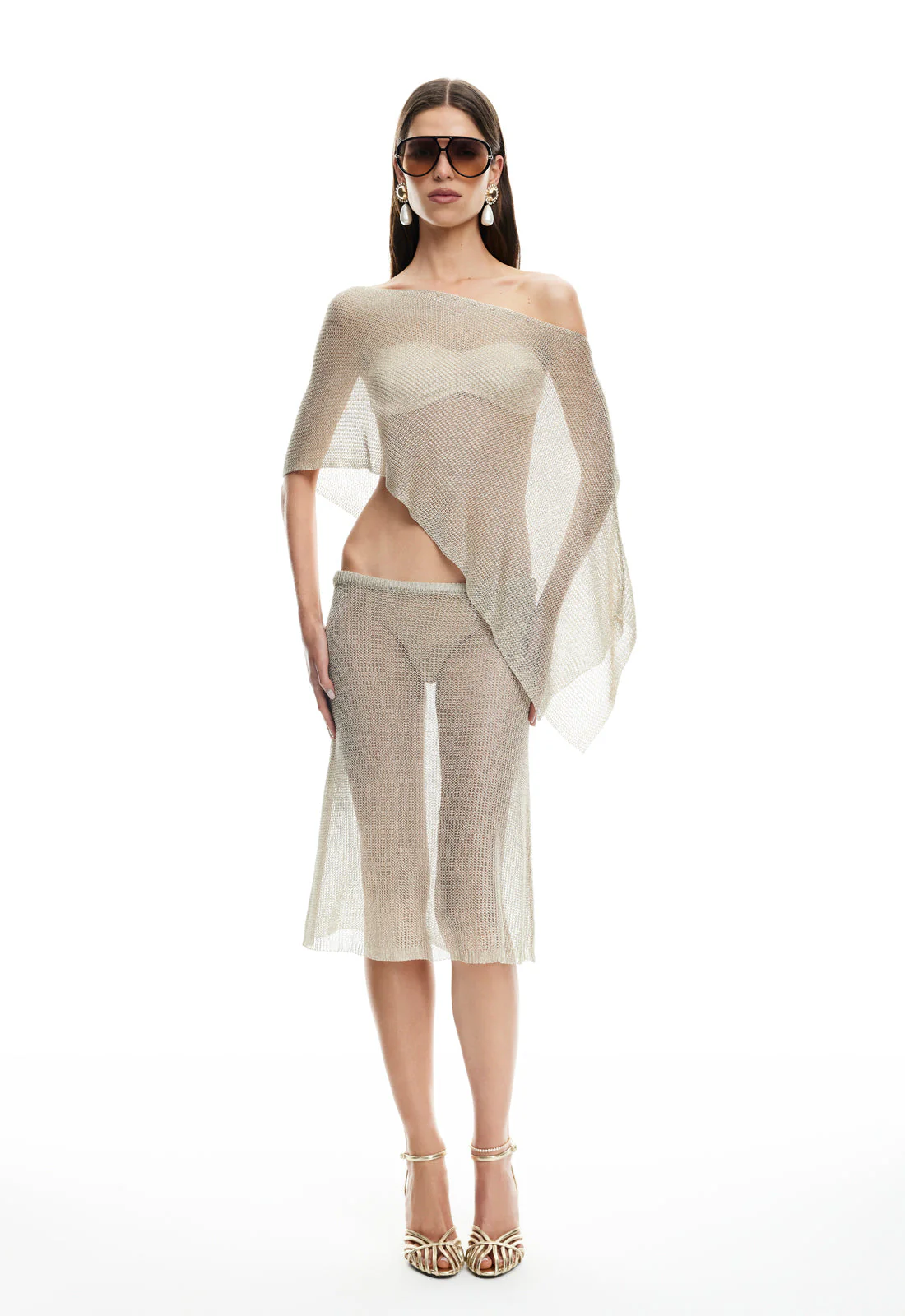 LUMINOUS MIDI SKIRT - TOPAZ